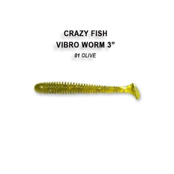 Мягкая приманка CRAZY FISH Vibro worm 3" 11-75-1-6, фото 
