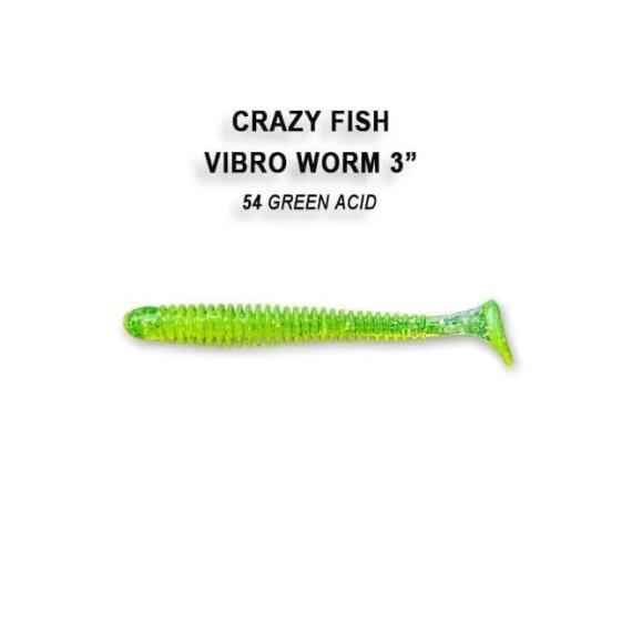 Мягкая приманка CRAZY FISH Vibro worm 3" 11-75-54-6, фото 