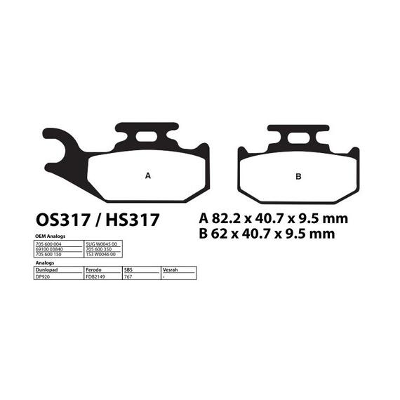 ТОРМОЗНЫЕ КОЛОДКИ ДЛЯ КВАДРОЦИКЛОВ CAN-AM, SUZUKI, STELS, RM RIVAL HS317, фото , изображение 4
