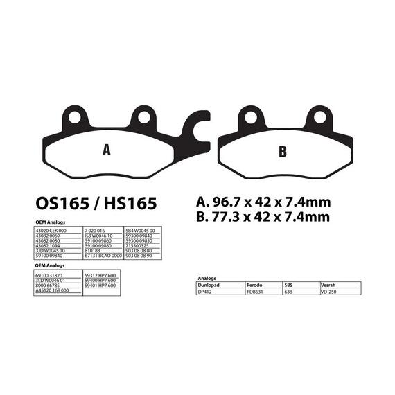 ТОРМОЗНЫЕ КОЛОДКИ ДЛЯ КВАДРОЦИКЛОВ CF MOTO, CAN-AM, YAMAHA, KAWASAKI, SUZUKI, STELS, RM RIVAL HS165, фото , изображение 3