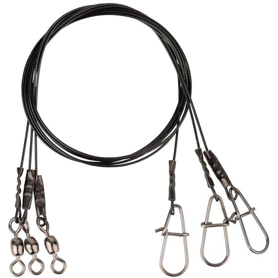 Поводки SAVAGE GEAR Black7 Trace 50cm 0.60mm 25kg Ball bearing Swivel, фото 