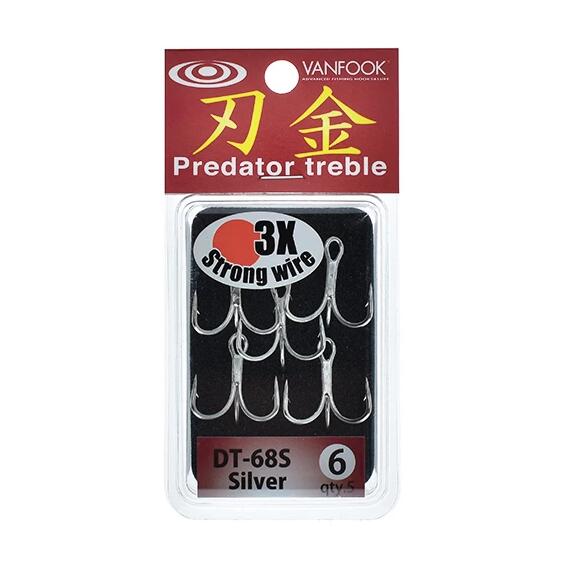 Крючки тройные Vanfook Predator Treble 3X Strong DT-68S, Silver #1, Размер: 1, фото , изображение 2
