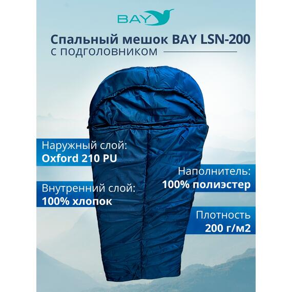 Спальный мешок BAY LSN-200 (75*230) синий, фото , изображение 4