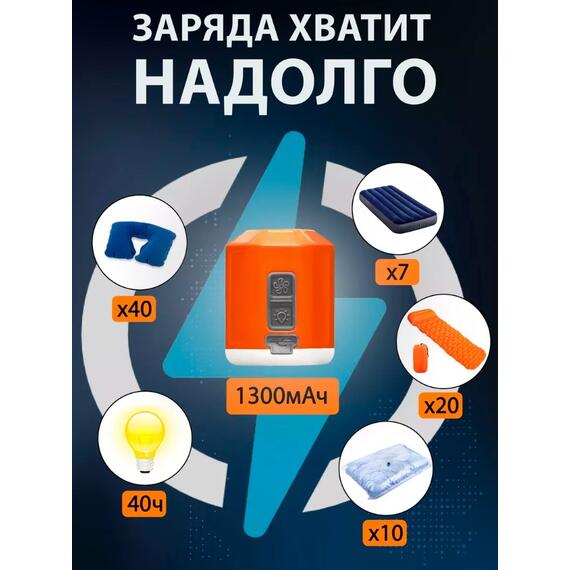 Насос аккумуляторный светодиодный для кемпинга + фонарик GIGA Pump 4.0, фото , изображение 4