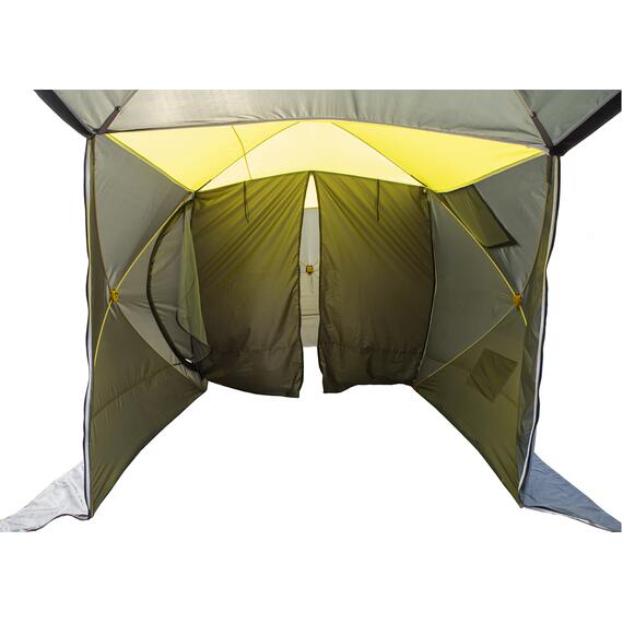 Походная палатка Баня - Шатер СТЭК Дубль-3Т (однослойная) хаки с навесом, фото , изображение 4