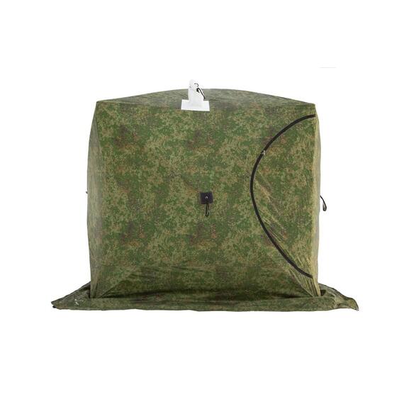 Палатка зимняя СТЭК КУБ 3 Т ДУБЛЬ трехслойная, дышащая (камуфляж, камыш с навесом), фото , изображение 4